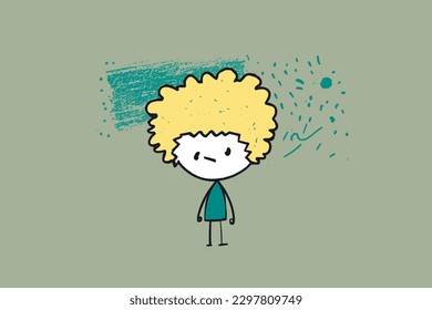 Doodle inspired Boy, cartoon sticker, sketch, vector, Illustration