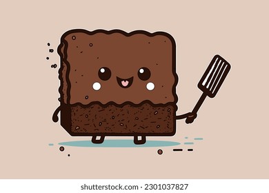 Doodle inspired Brownie, cartoon sticker, sketch, vector, Illustration