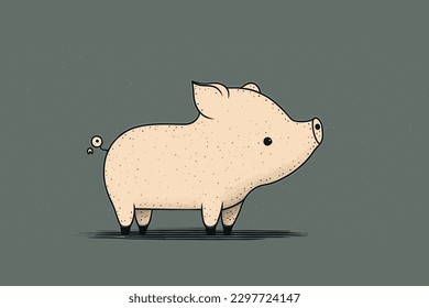 Doodle inspired Cerdo (pig), cartoon sticker, sketch, vector, Illustration