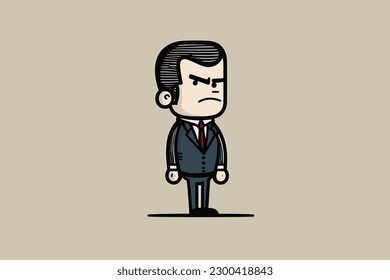 Doodle inspired Chairman, cartoon sticker, sketch, vector, Illustration