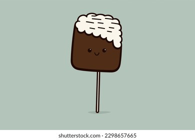 Doodle inspired Chocolate covered marshmallow, cartoon sticker, sketch, vector, Illustration