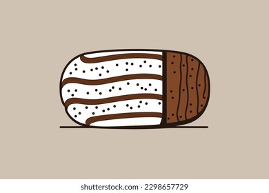 Doodle inspired Chocolate dipped biscotti, cartoon sticker, sketch, vector, Illustration