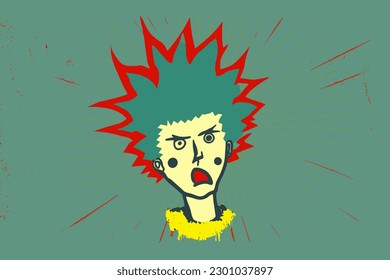 Doodle inspired Clown, cartoon sticker, sketch, vector, Illustration