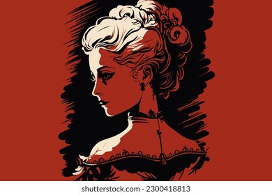 Doodle inspired Countess, cartoon sticker, sketch, vector, Illustration