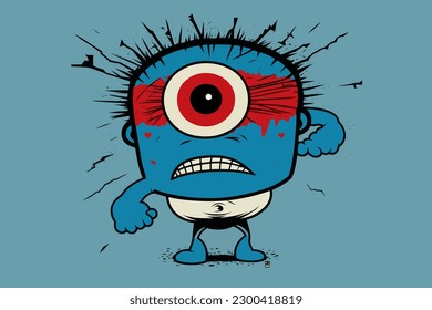 Doodle inspired Cyclops, cartoon sticker, sketch, vector, Illustration