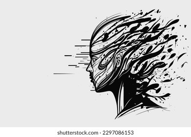 Doodle inspired Determined, cartoon sticker, sketch, vector, Illustration