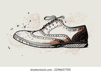 Von Doodle inspirierter Dressschuh, Cartoon-Aufkleber, Skizze, Vektorgrafik, Illustration