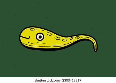 Doodle inspired Eel, cartoon sticker, sketch, vector, Illustration