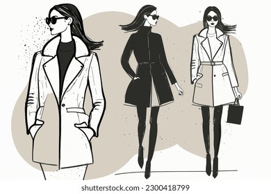 Doodle inspired fashion consultant, cartoon sticker, sketch, vector, Illustration