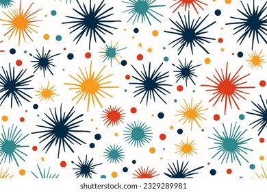 Doodle inspired Firework stars pattern pattern, cartoon sticker, sketch, vector, Illustration