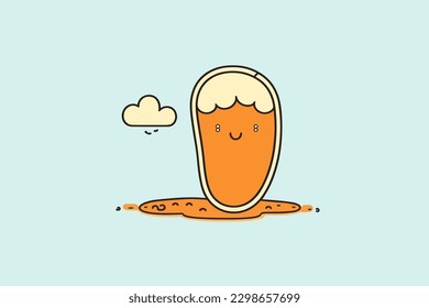Doodle inspired Flip-flop, cartoon sticker, sketch, vector, Illustration