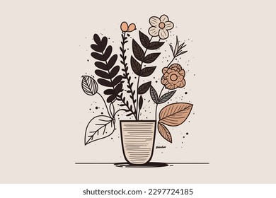 Doodle inspired Florist, cartoon sticker, sketch, vector, Illustration