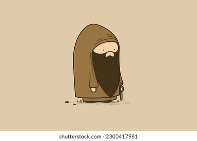 Doodle inspiriertes Hermit, Cartoon-Aufkleber, Skizze, Vektorgrafik, Illustration