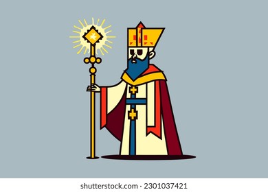 Doodle inspired High Priest, cartoon sticker, sketch, vector, Illustration