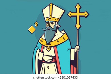 Doodle inspired High Priest, cartoon sticker, sketch, vector, Illustration
