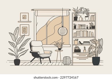 Diseñador de interiores inspirado en Doodle, pegatina de dibujos animados, dibujo, vector, Ilustración