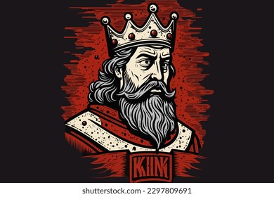 Doodle inspired King, cartoon sticker, sketch, vector, Illustration