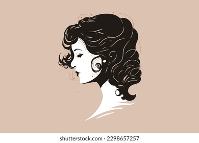 Doodle inspired Lady, cartoon sticker, sketch, vector, Illustration