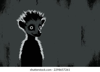 Doodle inspired Lemur, cartoon sticker, sketch, vector, Illustration