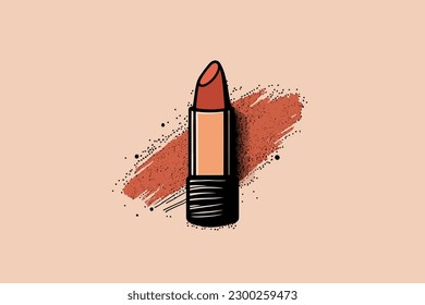Doodle inspired Lipstick, cartoon sticker, sketch, vector, Illustration