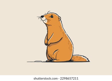 Doodle inspired Marmot, cartoon sticker, sketch, vector, Illustration