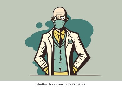 Doodle inspired Oncologist, cartoon sticker, sketch, vector, Illustration