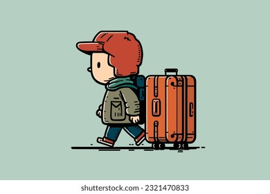 Empaquetador inspirado en Doodle, pegatina de dibujos animados, boceto, vector, ilustración