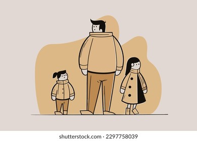Doodle inspired Parent, cartoon sticker, sketch, vector, Illustration