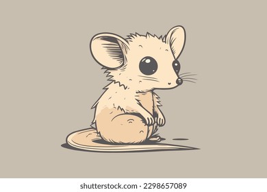 Doodle inspired Possum, cartoon sticker, sketch, vector, Illustration