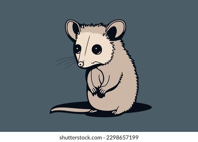 Doodle inspired Possum, cartoon sticker, sketch, vector, Illustration