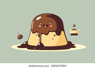 Doodle inspired Pudding, cartoon sticker, sketch, vector, Illustration