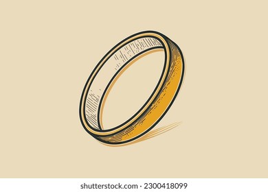 Doodle inspired Ring, cartoon sticker, sketch, vector, Illustration