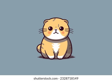 Doodle inspired Scottish fold at home, cartoon sticker, sketch, vector, Illustration