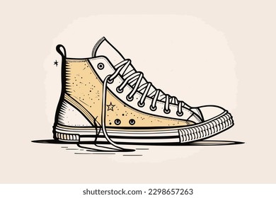 Doodle inspired Sneaker, cartoon sticker, sketch, vector, Illustration