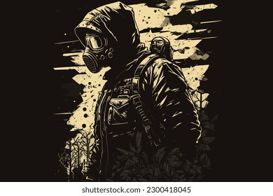 Doodle inspired Stalker, cartoon sticker, sketch, vector, Illustration
