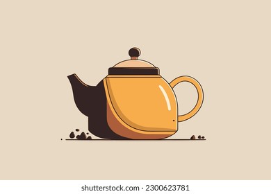 Von Doodle inspirierter Teeserver, Cartoon-Aufkleber, Skizze, Vektorgrafik, Illustration