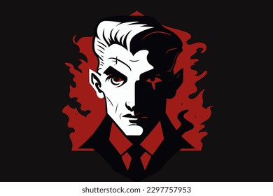 Doodle inspired Vampire, cartoon sticker, sketch, vector, Illustration