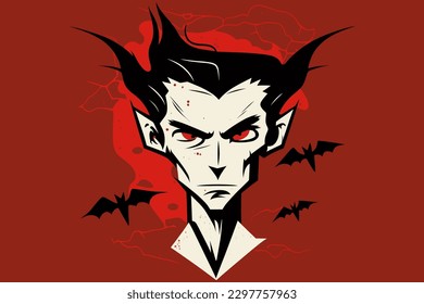 Doodle inspired Vampire, cartoon sticker, sketch, vector, Illustration