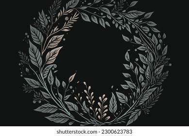 Doodle inspired Wreath, cartoon sticker, sketch, vector, Illustration