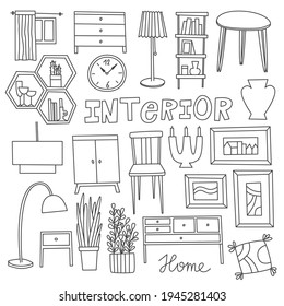 Doodle interior vector illustration, ideal for print, web