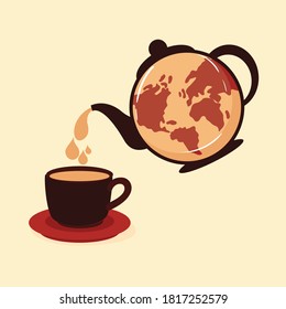 doodle Ejemplo vectorial del día internacional del café