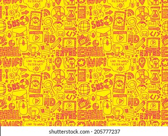 doodle internet web seamless pattern