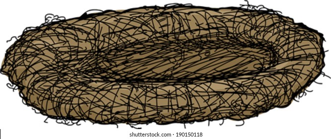 Doodle of isolated bird nest over white background