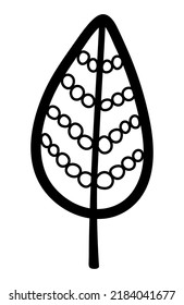 Doodle isolated cute abstract black leaf. Hand drawn fallen leaf. Vector autumn illustration.