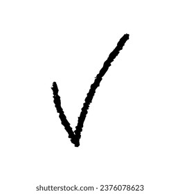 Doodle isolated on white background black minimalistic element. Textured hand drawn checkmark sign, confirmation and consent.
