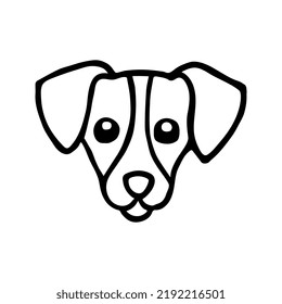 Doodle jack russel terrier dog head. Hand drawn vector illustration isolated on white background