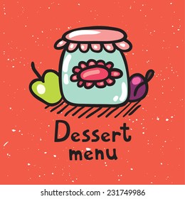 Doodle jam jars dessert menu.