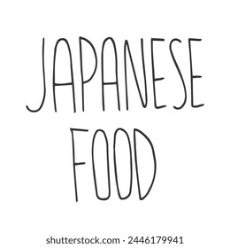 Doodle Japanese Food lettering isolated on white background