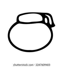 Doodle jar for spices. Outline container with lid on white background. Hand-drawn cozy kitchen utensils, dishes for food, cooking. Cafe, organization of storage, cozy home symbol. Vector illustration