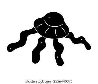 Doodle jellyfish in black and white colors. Clip art for your projects.